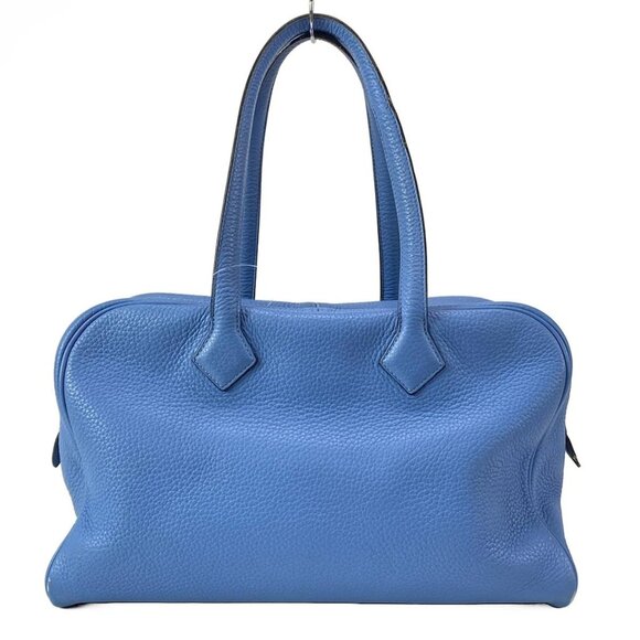 Auth HERMES Victoria 35 Blue Paradise Taurillon Clemence R Handbag - Picture 2 of 16